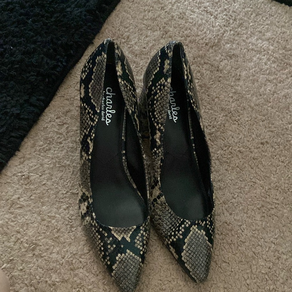 Charles David snake print heels